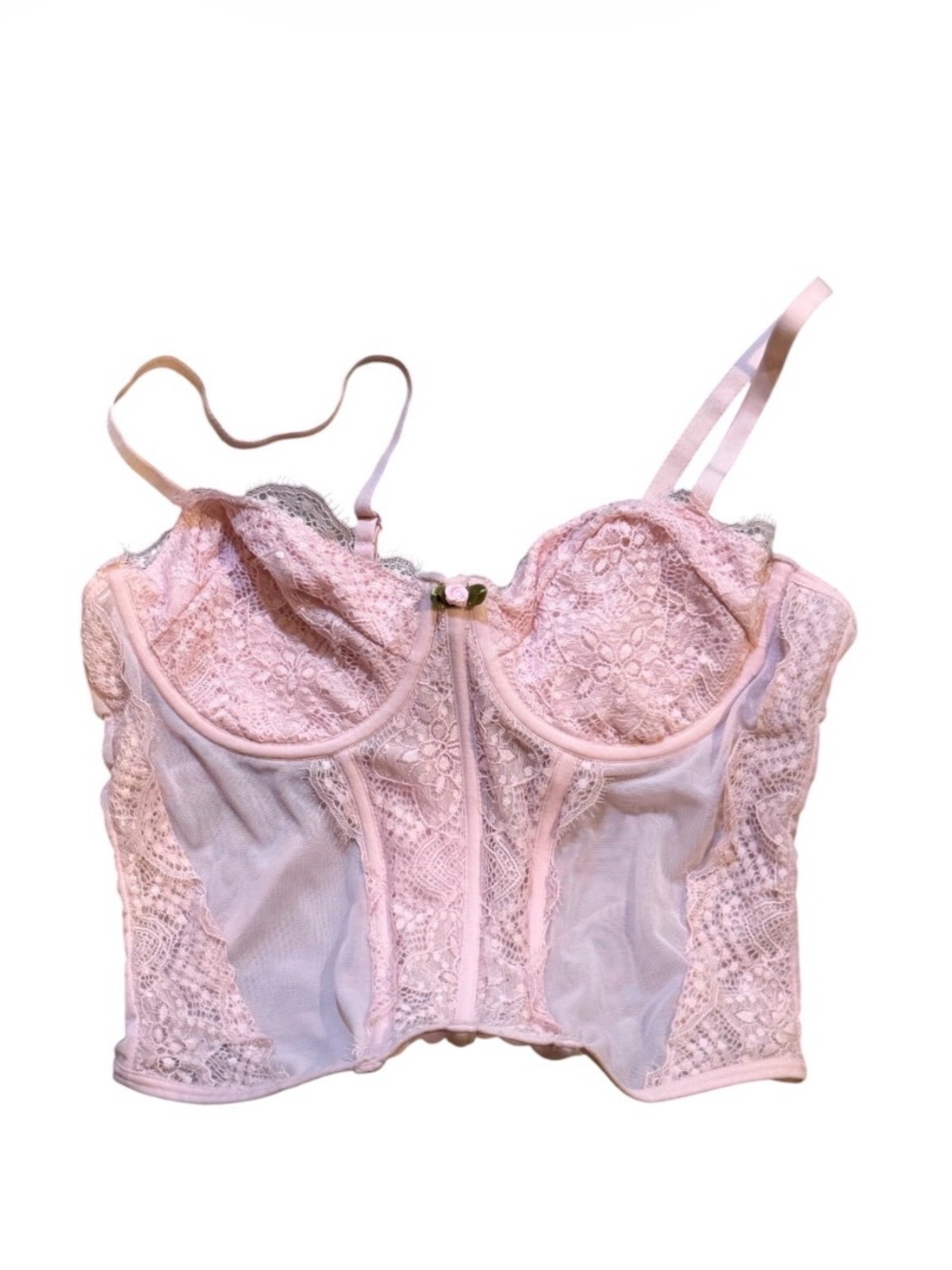 Forever 21 Delicate Lace Longline Bralette - Pink